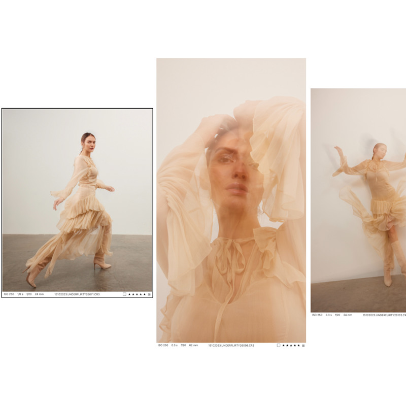 Thumbnail of L'odyssee Silk Long Ruffled Dress image