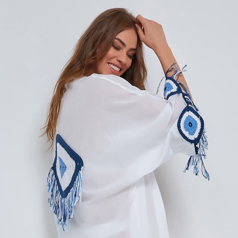 Thumbnail of Evil Eye Kaftan In White image