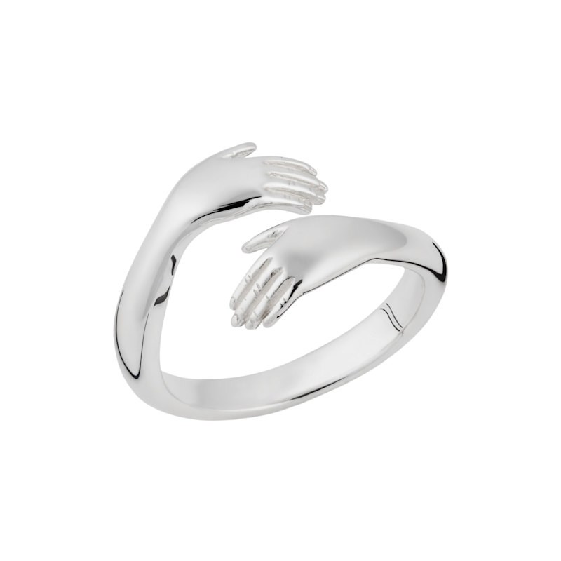 Anello Abbraccio 925 Sterling Silver Regolabile - 2 Pezzi In Oro E Argento - Gioiello Unisex Per Coppia - Regalo In Confezione - 2