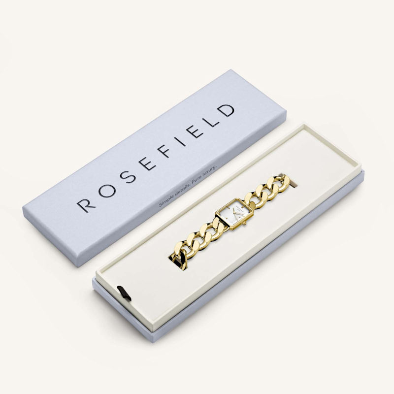 Thumbnail of Rosefield Octagon Studio Gold Curb Linked Bracelet Watch image