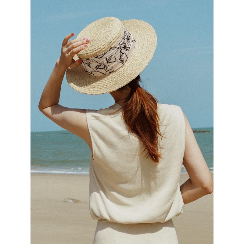 Thumbnail of La Isla Straw Hat With Ribbon Band - Cream image