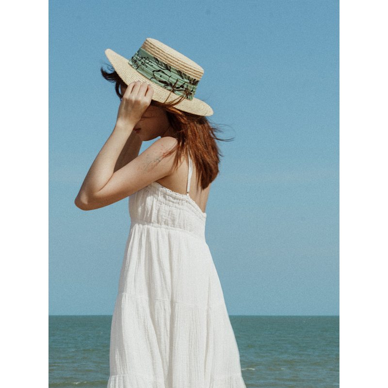 Thumbnail of La Isla Straw Hat With Ribbon Band - Green image