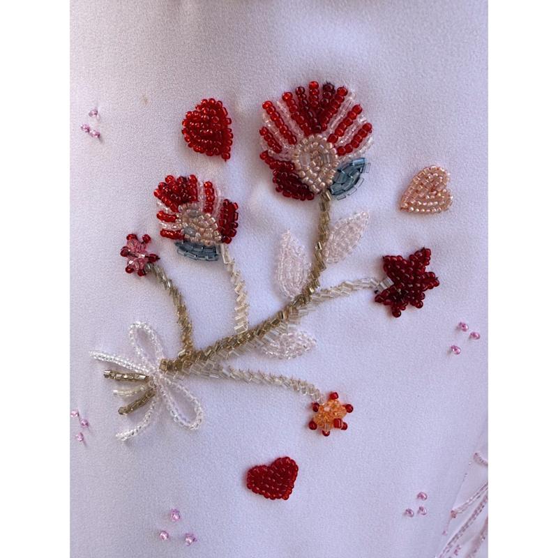 Thumbnail of Pink Beaded Mini Dress With Romantic Embroidery And Embellished Details image