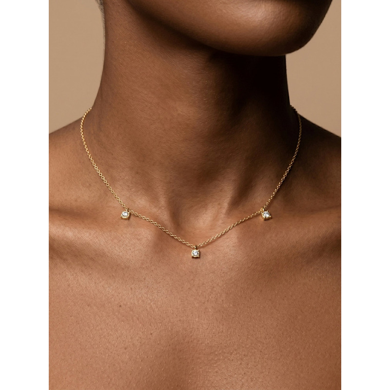 Thumbnail of Lab Grown Diamond Dangle Stone Station Necklace image