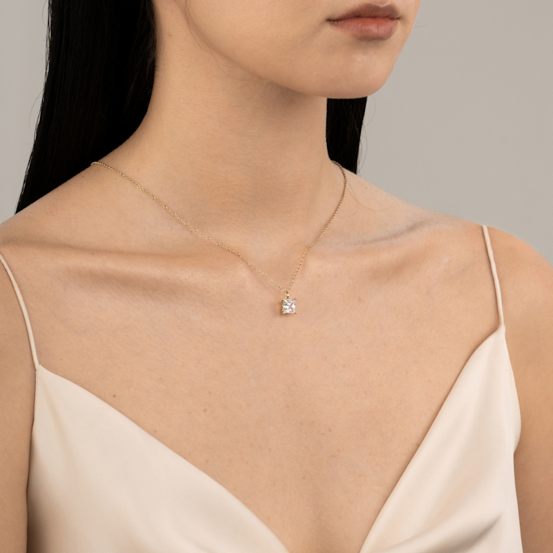 Thumbnail of Lab-Grown Diamond One Carat Princess Solitaire Pendant Necklace image