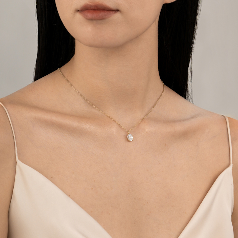 Thumbnail of Lab-Grown Diamond Two Carats Oval Solitaire Pendant Necklace image