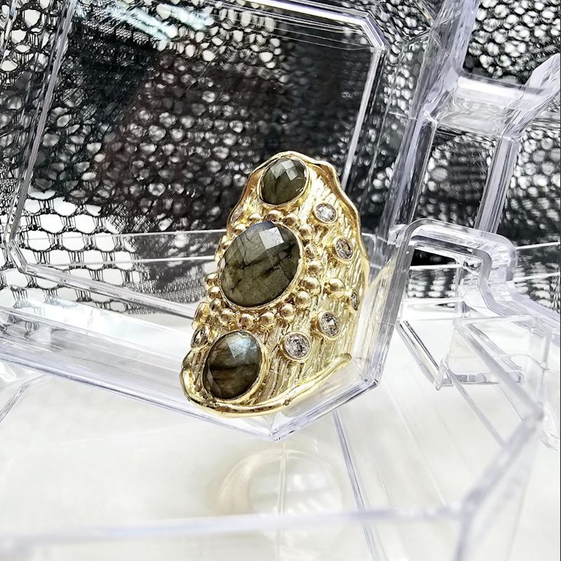 Thumbnail of Labradorite Stones With Zircon Statement Ring image