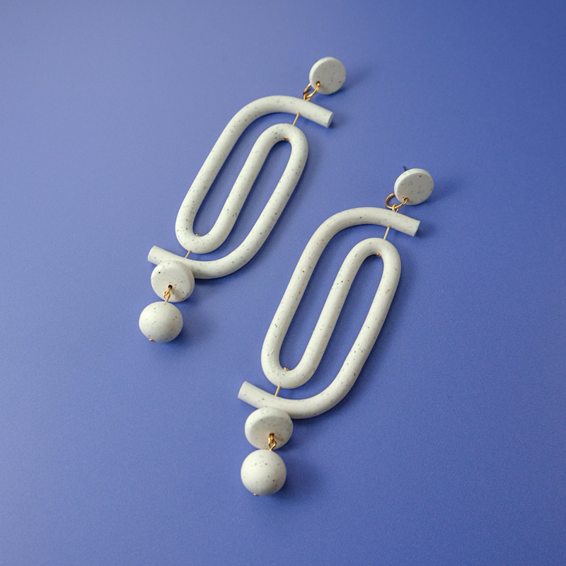 Thumbnail of Labyrinth Dangly Statement Earrings In Granite image