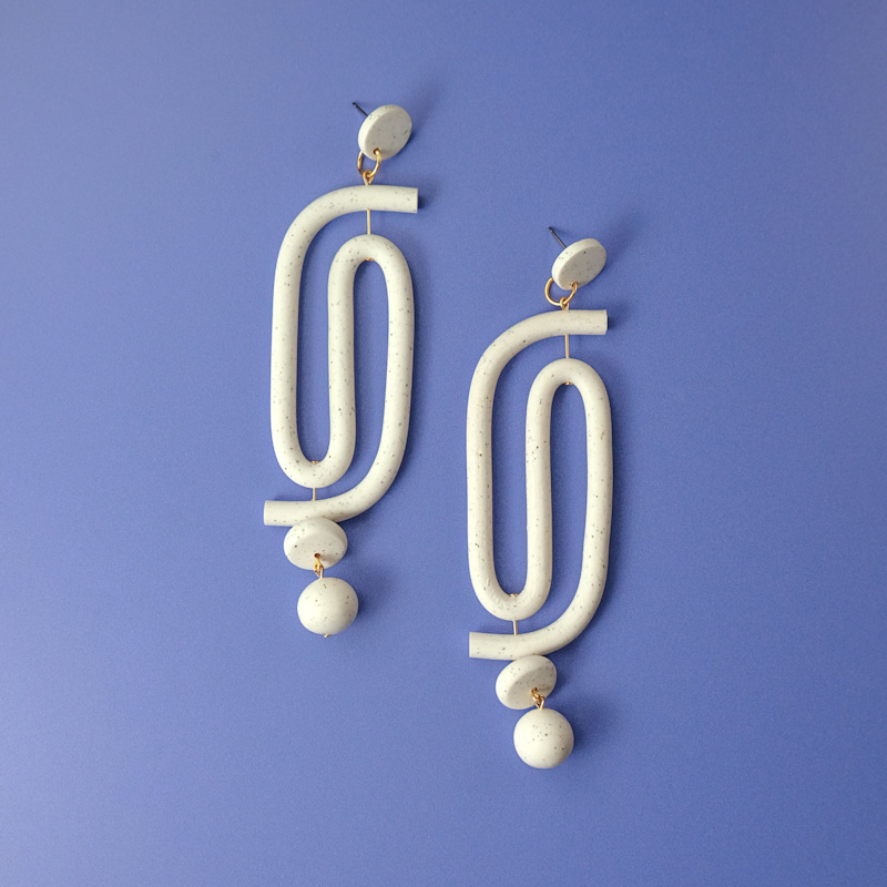 Thumbnail of Labyrinth Dangly Statement Earrings In Granite image