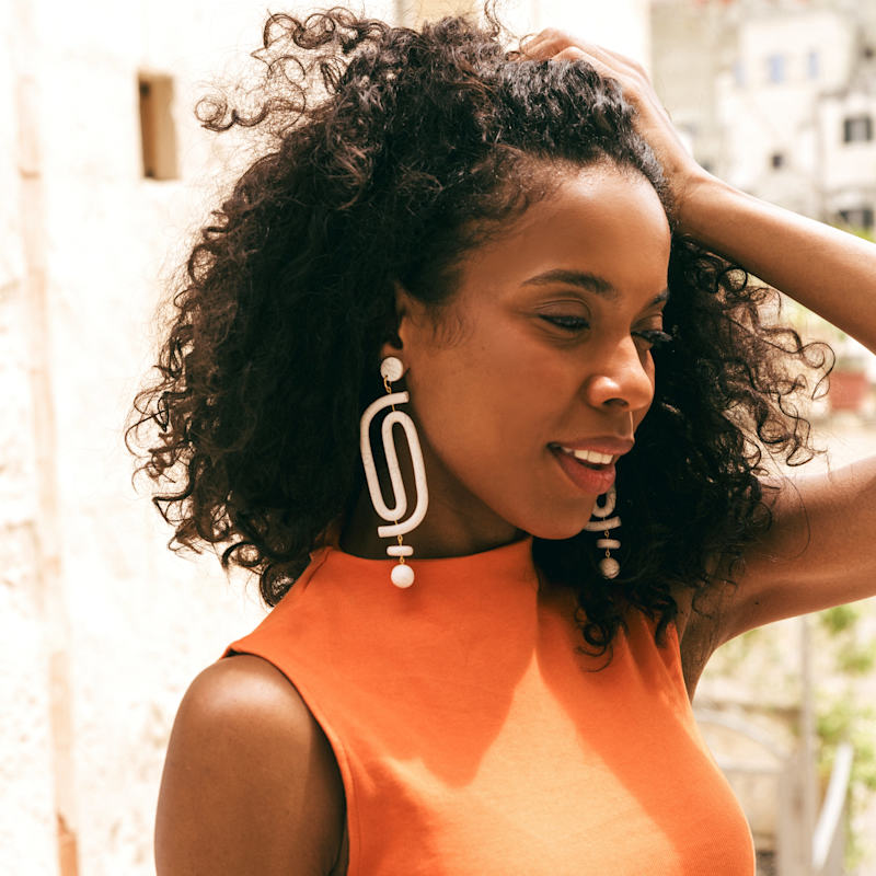 Thumbnail of Labyrinth Dangly Statement Earrings In Granite image