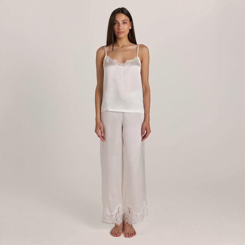 Thumbnail of Lace Bandeau Silk Set – Long Pants image