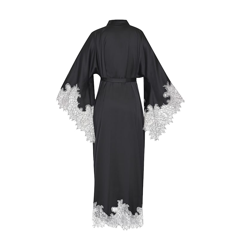 Thumbnail of Lace Detailed Maxi Robe - Black/White Lace image