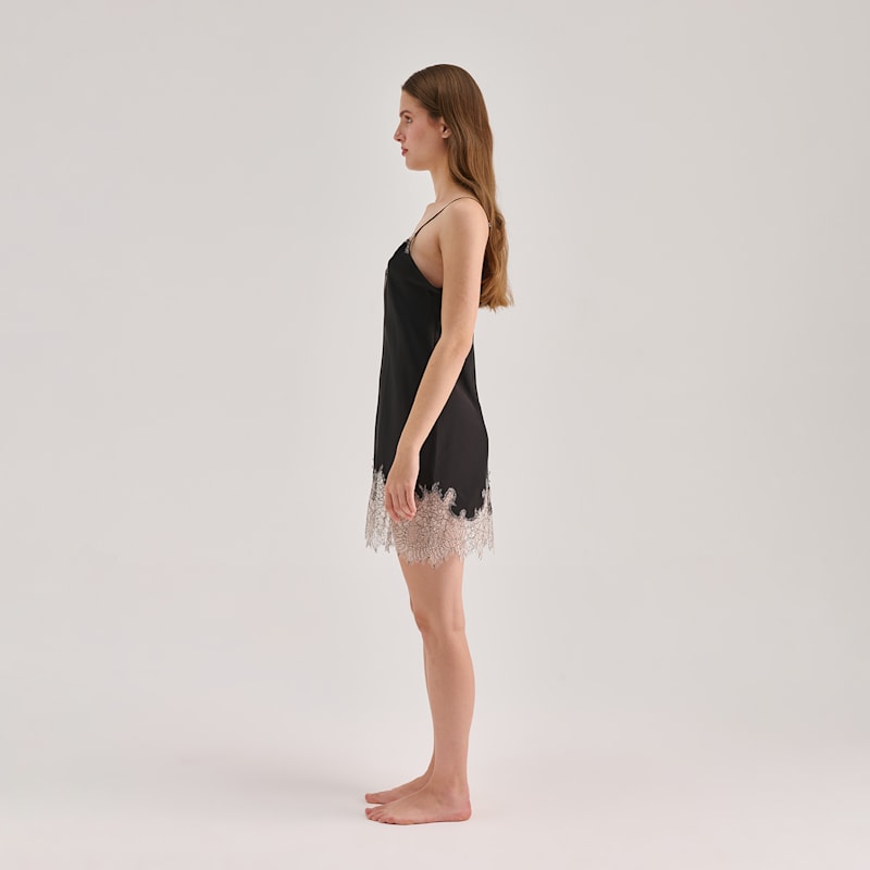 Thumbnail of Lace Detailed Mini Cami Dress - Black & White image