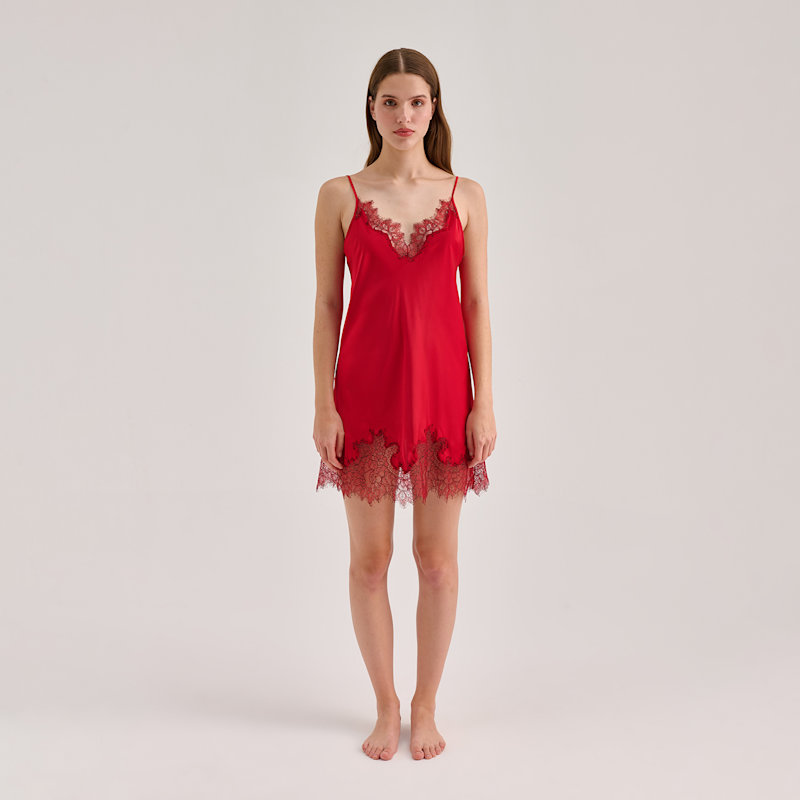 Thumbnail of Lace Detailed Mini Cami Dress - Red image