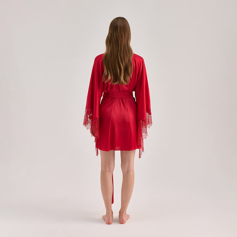 Lace Detailed Mini Robe - Red | Avenue 8 | Wolf & Badger