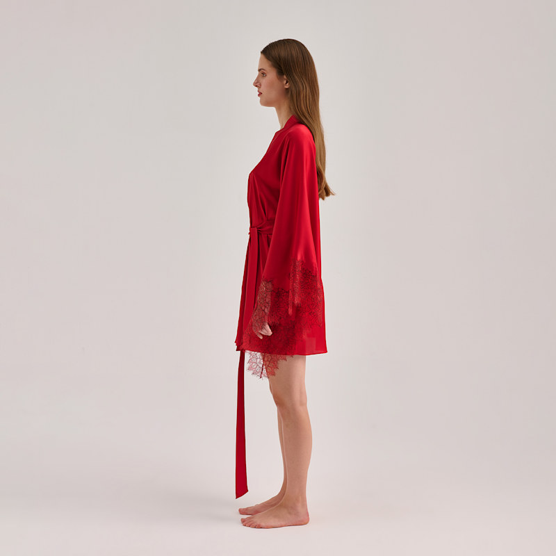 Lace Detailed Mini Robe - Red | Avenue 8 | Wolf & Badger