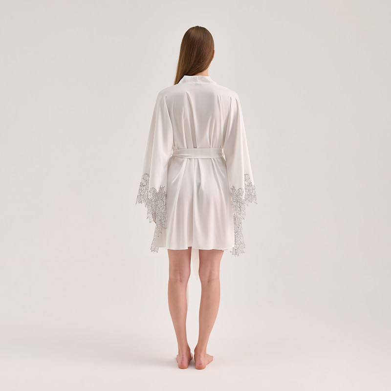 Lace Detailed Mini Robe - White | Avenue 8 | Wolf & Badger
