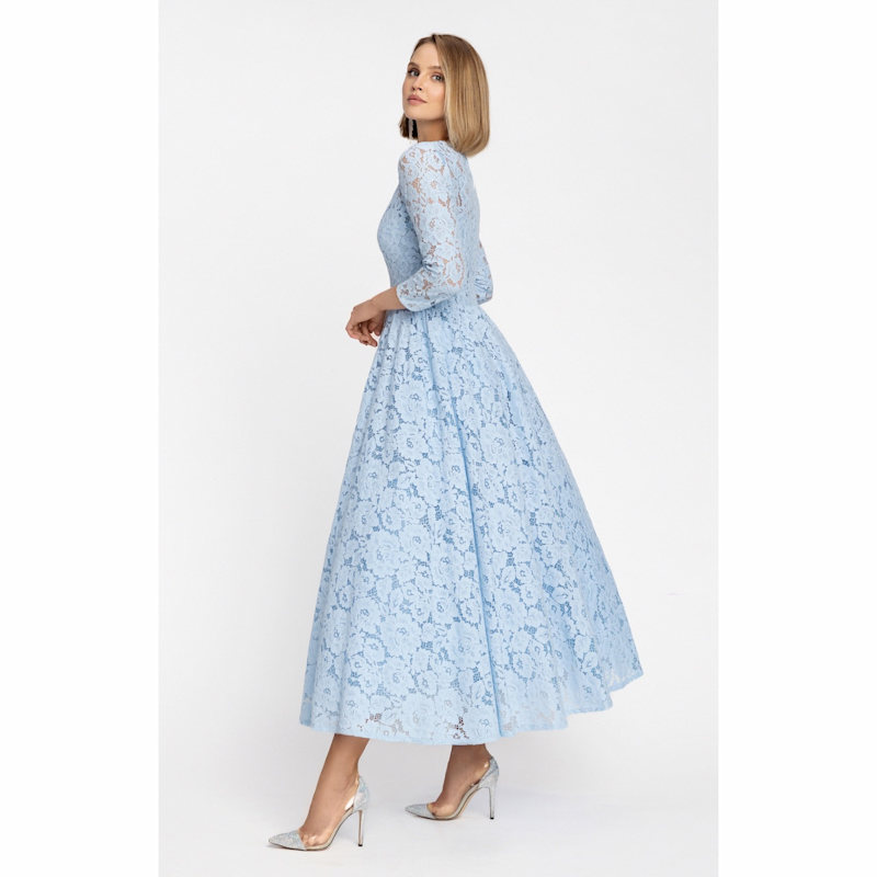 ice blue lace dress A-line Ice Blue Lace Spaghetti Straps Side-slit Prom Dresses, PD2127 –  SposaBridal main image 0