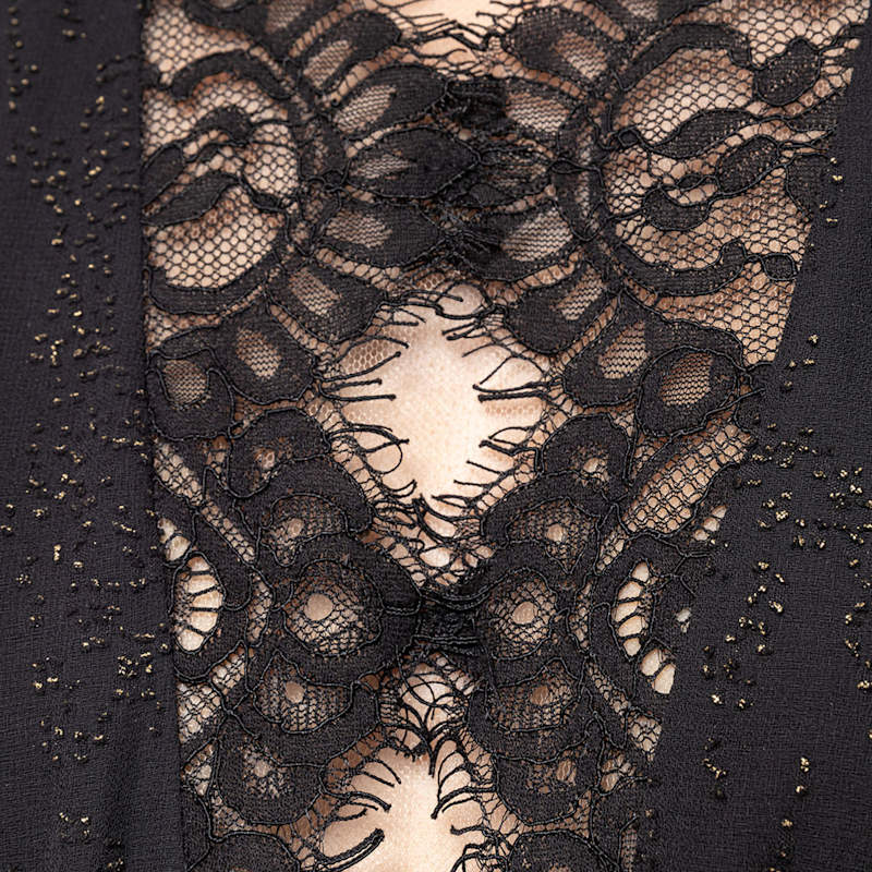 Women's Black Lace Insert Chiffon Midi Dress | Small | Nissa