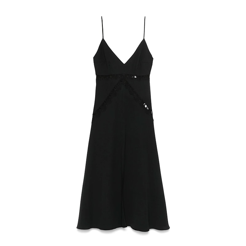 Women's Black Lace-Insert Midi Dress | XXS | Nissa