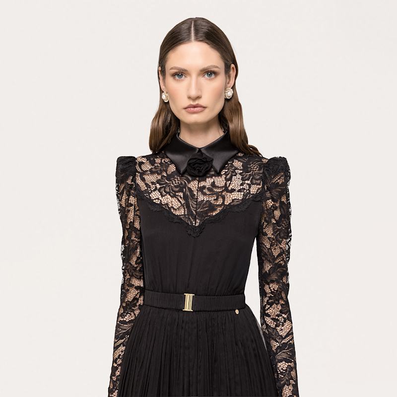 high waist belted lace panel maxi dress Aria Gold Belted Maxi Dress with Floral Lace Panels, XL / Gold