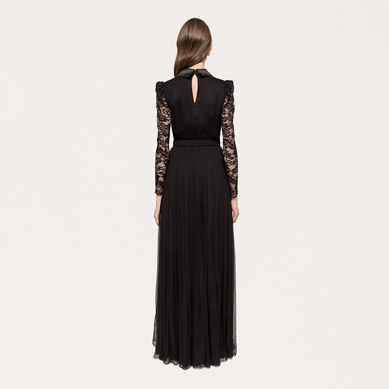 high waist belted lace panel maxi dress Aria Gold Belted Maxi Dress with Floral Lace Panels, XL / Gold