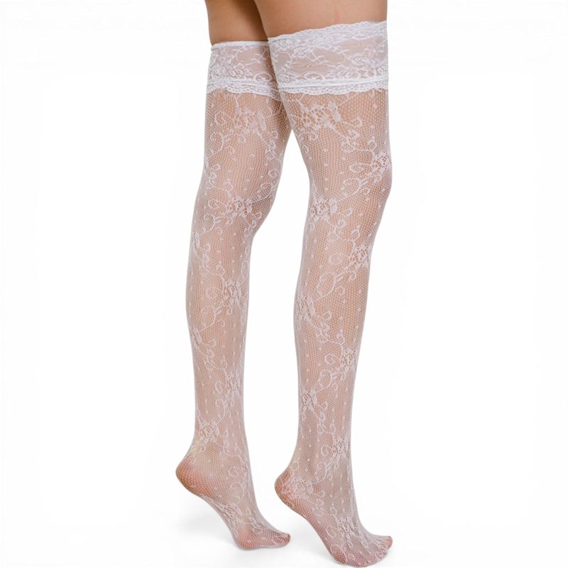 Thumbnail of Lace Thigh High Socks - White image