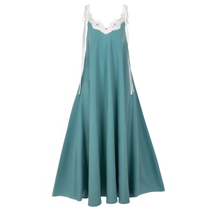 mint green flare dress Women's Plus Size Mint Green Long Sleeve Dress With Contrast Lace Details,  Cinched Waist, Elegant V-Neck Flare