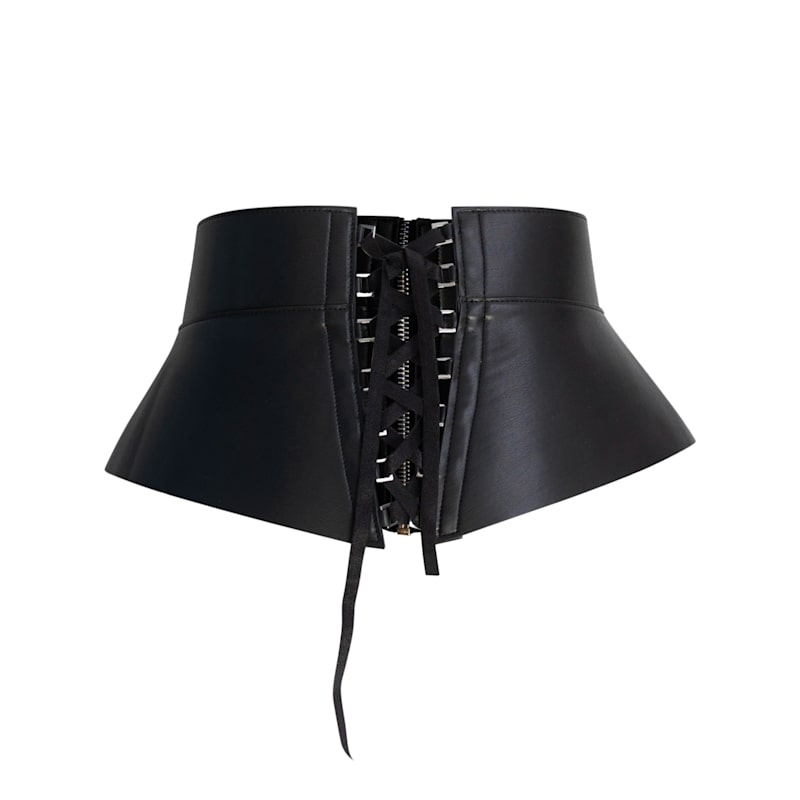 Thumbnail of Lace Up Corset Belt - Black-Silver image