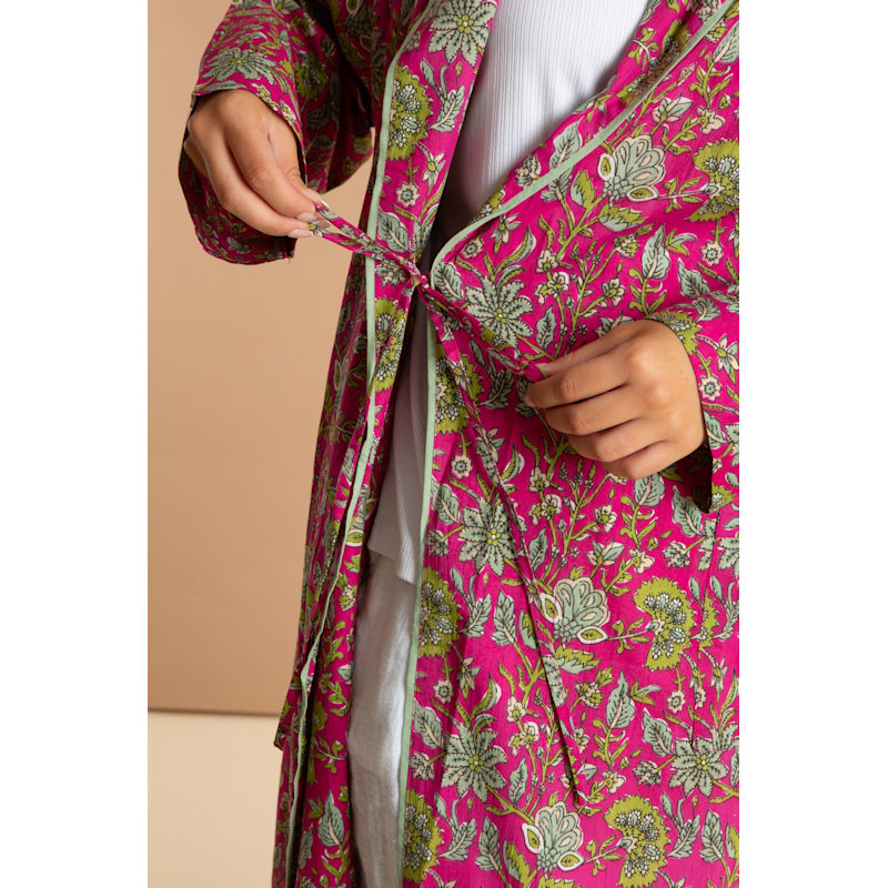Thumbnail of Ladies Indian Cotton Robe - Fuchsia Freesia image
