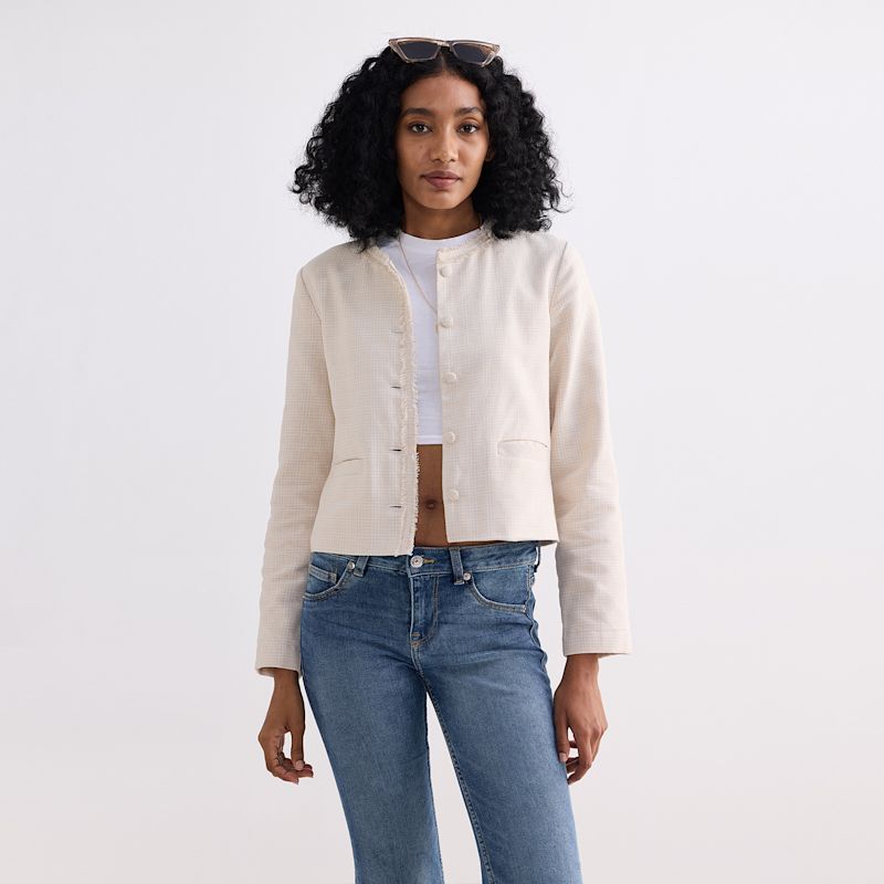 Thumbnail of Lady Jacket In Cream Cotton Tweed image
