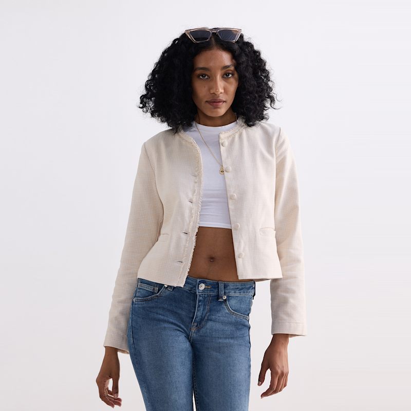 Thumbnail of Lady Jacket In Cream Cotton Tweed image