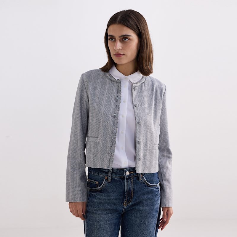 Thumbnail of Lady Jacket In Grey Cotton Tweed image