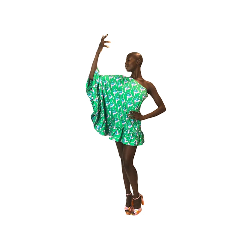 Thumbnail of Lady Comfy Mini Martini Forest Ruffle Organic Kaftan image
