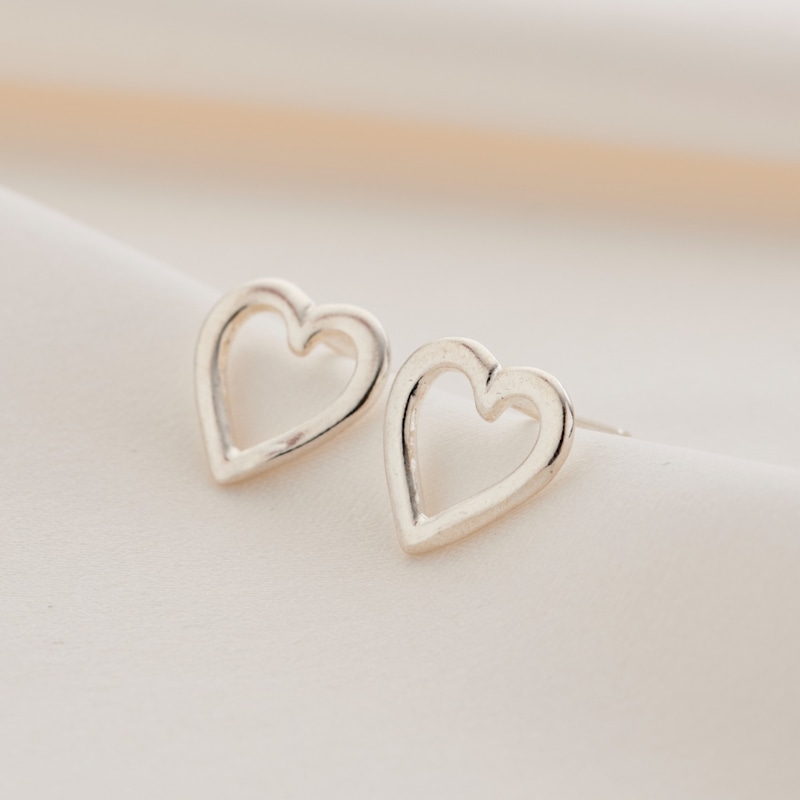 Thumbnail of Sterling Silver Open Mini Heart Stud Earrings image