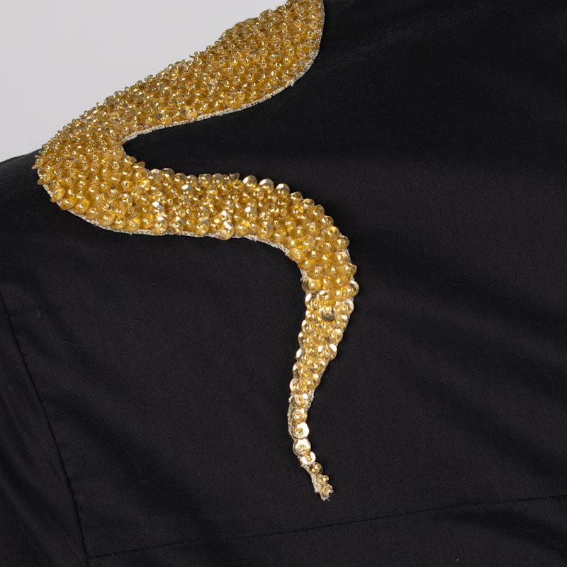 Thumbnail of Laines Couture Black Tie Shirt With Embellished Gold Shoulder Snake image