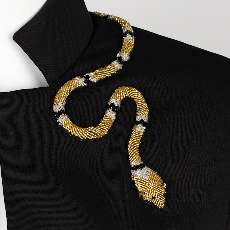Thumbnail of Laines Couture Tailored Cape With Embellished Black & Gold Wrap Around Snake image
