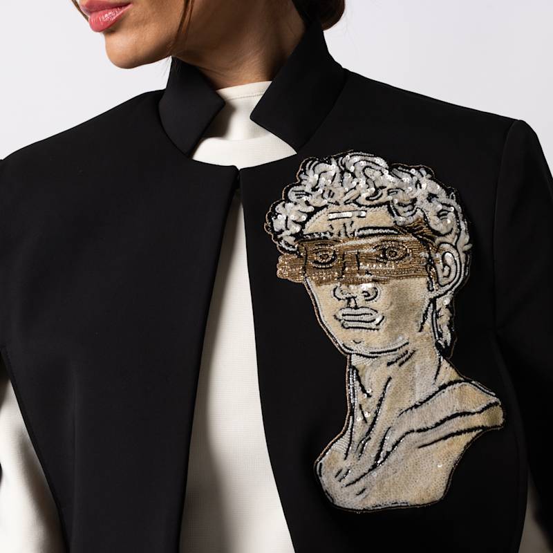 Thumbnail of Laines Couture Tailored Cape With Embellished Greek God image