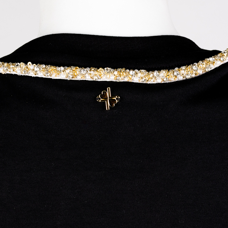 Thumbnail of Laines Couture T-Shirt Dress With Embellished Crystal Pearl Wrap Around Snake - Black image