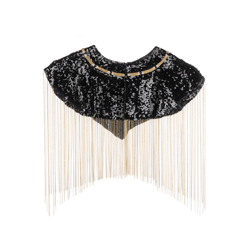 Thumbnail of Laines London Hand Beaded Gold Snake Tassel Cape image