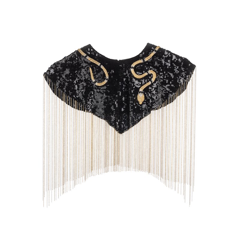 Thumbnail of Laines London Hand Beaded Gold Snake Tassel Cape image