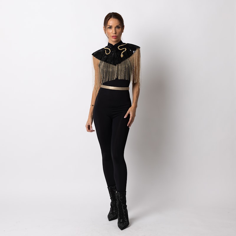 Thumbnail of Laines London Hand Beaded Gold Snake Tassel Cape image
