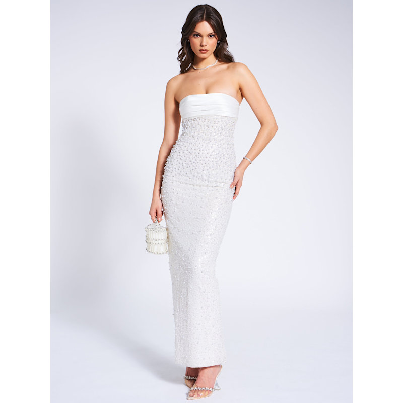 gold satin sequin pearls beaded maxi dress with beads Miss Circle Women's Lainey Maxi Dress Lainey promises to make a statement at any festive event. LAINEY GOLD SATIN SEQUIN PEARL