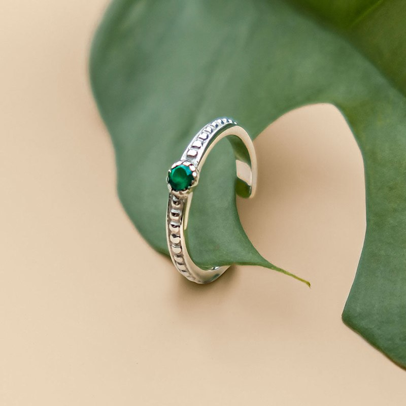 Thumbnail of Lalita Silver Midi / Toe Ring - Green Onyx image