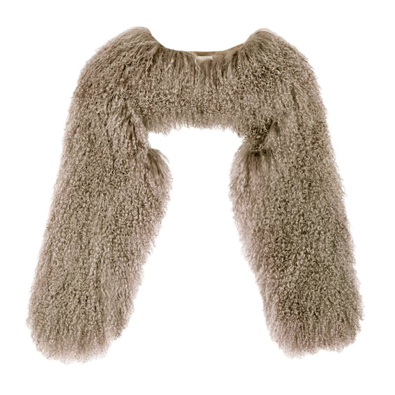 Thumbnail of Lamorna Khaki Beige Mongolian Shearling Multiway Micro Jacket image