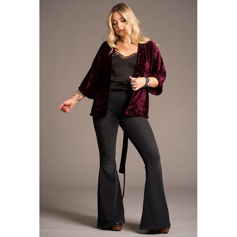 Lana Merlot Velvet Kimono | Little Lies | Wolf & Badger