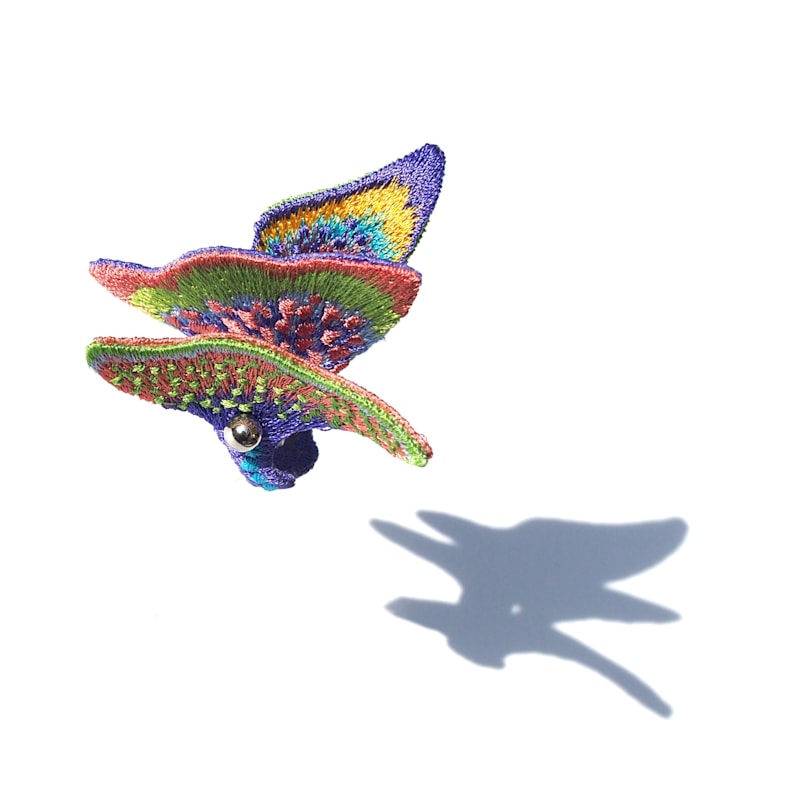 Thumbnail of Land Butterfly Sculptural Embroidered Ring - Purple image