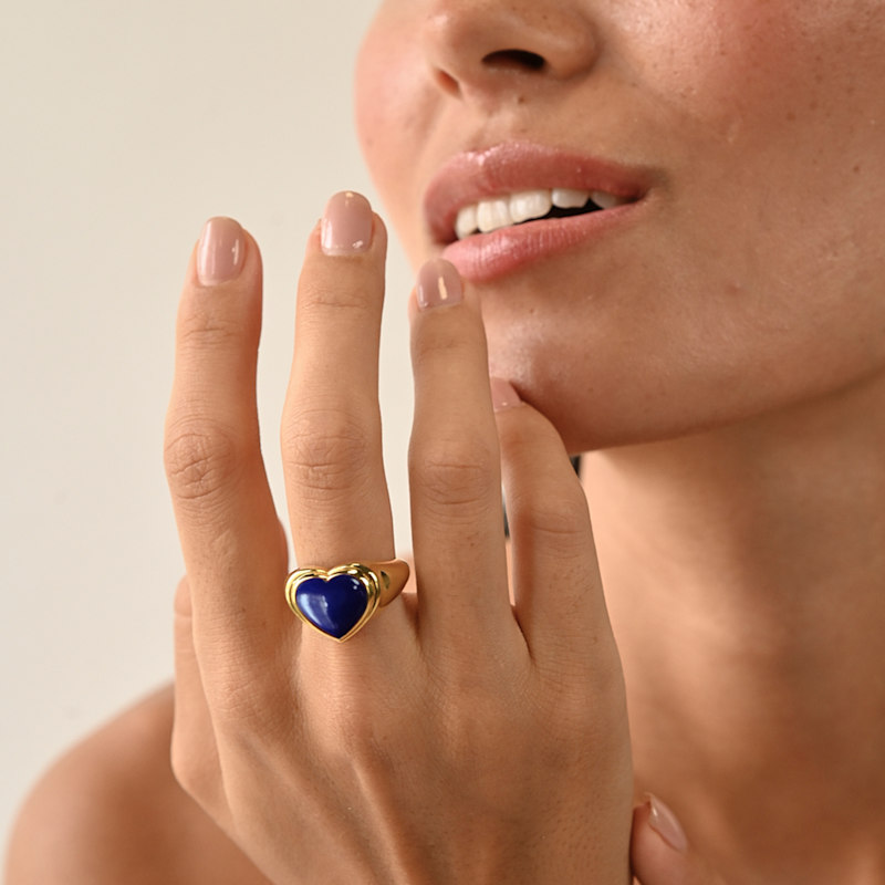Thumbnail of Heart Signet Lapis Lazuli Ring image