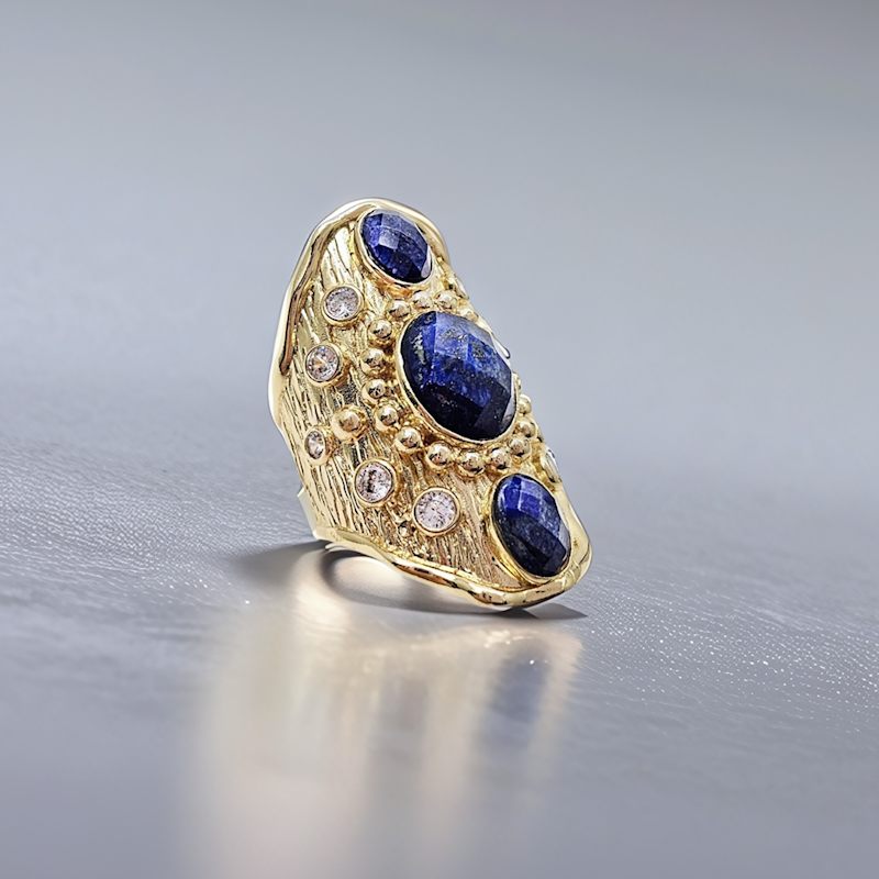 Thumbnail of Lapis Stone Setting Statement Ring image