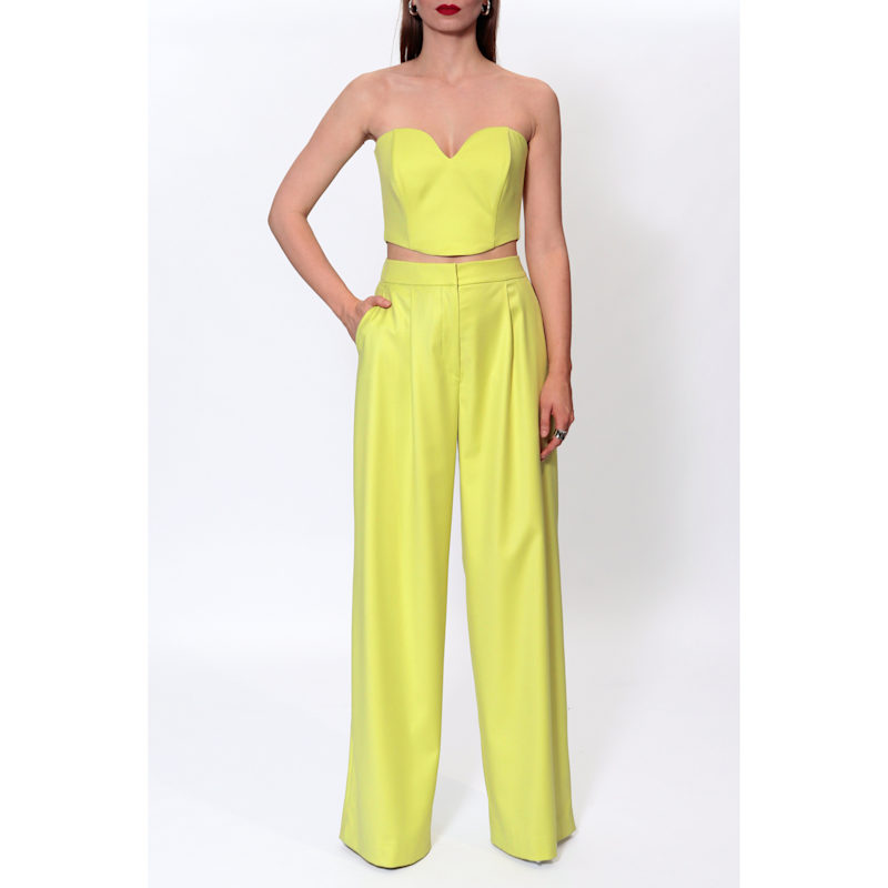 Thumbnail of Ophelie Wild Lime Wide High Waist Trousers image